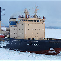 Ледокол «Магадан» завершил зимнюю навигацию в Охотском море